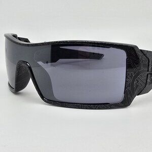 Oakley 24-058 Oil Rig II Black w/ Ghost Text Frame Black Iridium Lens Sunglasses
